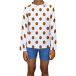 Polka Dots - Brown on White Kid s Long Sleeve Swimwear