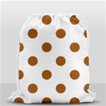 Polka Dots - Brown on White Drawstring Bag (Small)