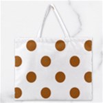 Polka Dots - Brown on White Zipper Large Tote Bag