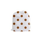 Polka Dots - Brown on White Drawstring Pouch (S)