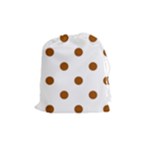 Polka Dots - Brown on White Drawstring Pouch (M)