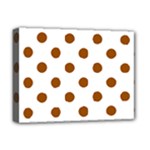Polka Dots - Brown on White Deluxe Canvas 16  x 12  (Stretched)