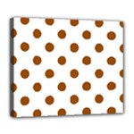 Polka Dots - Brown on White Deluxe Canvas 24  x 20  (Stretched)