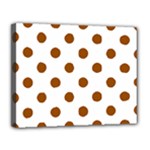 Polka Dots - Brown on White Canvas 14  x 11  (Stretched)