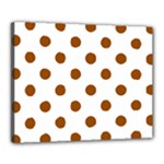 Polka Dots - Brown on White Canvas 20  x 16  (Stretched)