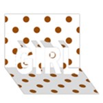 Polka Dots - Brown on White GIRL 3D Greeting Card (7x5)