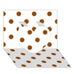 Polka Dots - Brown on White Heart 3D Greeting Card (7x5)