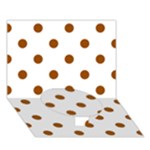 Polka Dots - Brown on White Circle Bottom 3D Greeting Card (7x5)