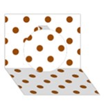 Polka Dots - Brown on White Circle 3D Greeting Card (7x5)