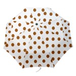 Polka Dots - Brown on White Folding Umbrella