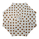 Polka Dots - Brown on White Golf Umbrella