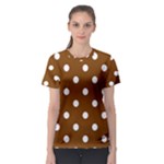 Polka Dots - White on Chocolate Brown Women s Sport Mesh Tee