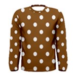Polka Dots - White on Chocolate Brown Men s Long Sleeve T-shirt
