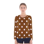 Polka Dots - White on Chocolate Brown Women s Long Sleeve T-shirt