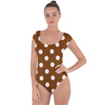 Polka Dots - White on Chocolate Brown Short Sleeve Leotard (Ladies)