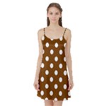 Polka Dots - White on Chocolate Brown Satin Night Slip