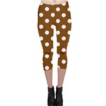 Polka Dots - White on Chocolate Brown Capri Leggings