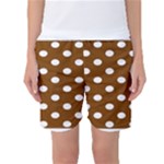 Polka Dots - White on Chocolate Brown Women s Basketball Shorts