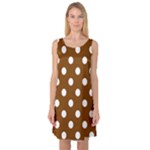 Polka Dots - White on Chocolate Brown Sleeveless Satin Nightdress