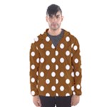 Polka Dots - White on Chocolate Brown Hooded Wind Breaker (Men)