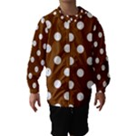 Polka Dots - White on Chocolate Brown Hooded Wind Breaker (Kids)