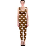 Polka Dots - White on Chocolate Brown OnePiece Catsuit