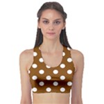 Polka Dots - White on Chocolate Brown Women s Sports Bra