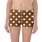 Polka Dots - White on Chocolate Brown Reversible Boyleg Bikini Bottoms