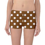 Polka Dots - White on Chocolate Brown Boyleg Bikini Bottoms