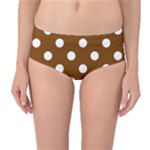 Polka Dots - White on Chocolate Brown Mid-Waist Bikini Bottoms