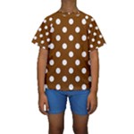 Polka Dots - White on Chocolate Brown Kid s Short Sleeve Swimwear