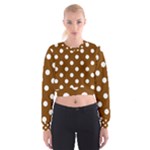 Polka Dots - White on Chocolate Brown Women s Cropped Sweatshirt