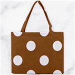Polka Dots - White on Chocolate Brown Mini Tote Bag