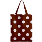 Polka Dots - White on Chocolate Brown Zipper Classic Tote Bag