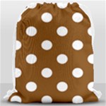 Polka Dots - White on Chocolate Brown Drawstring Bag (Large)