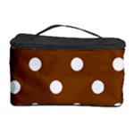 Polka Dots - White on Chocolate Brown Cosmetic Storage Case
