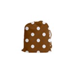Polka Dots - White on Chocolate Brown Drawstring Pouch (XS)