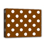 Polka Dots - White on Chocolate Brown Deluxe Canvas 16  x 12  (Stretched)