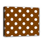 Polka Dots - White on Chocolate Brown Deluxe Canvas 20  x 16  (Stretched)