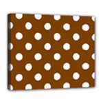 Polka Dots - White on Chocolate Brown Deluxe Canvas 24  x 20  (Stretched)
