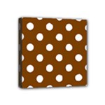 Polka Dots - White on Chocolate Brown Mini Canvas 4  x 4  (Stretched)