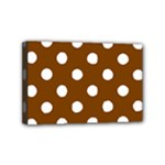 Polka Dots - White on Chocolate Brown Mini Canvas 6  x 4  (Stretched)