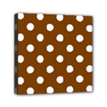 Polka Dots - White on Chocolate Brown Mini Canvas 6  x 6  (Stretched)