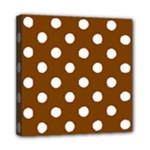 Polka Dots - White on Chocolate Brown Mini Canvas 8  x 8  (Stretched)