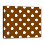 Polka Dots - White on Chocolate Brown Canvas 20  x 16  (Stretched)