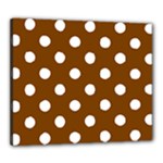 Polka Dots - White on Chocolate Brown Canvas 24  x 20  (Stretched)