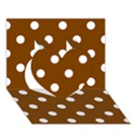 Polka Dots - White on Chocolate Brown Heart 3D Greeting Card (7x5)