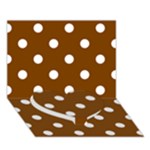 Polka Dots - White on Chocolate Brown Heart Bottom 3D Greeting Card (7x5)