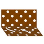 Polka Dots - White on Chocolate Brown Twin Heart Bottom 3D Greeting Card (8x4)