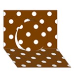 Polka Dots - White on Chocolate Brown Circle 3D Greeting Card (7x5)